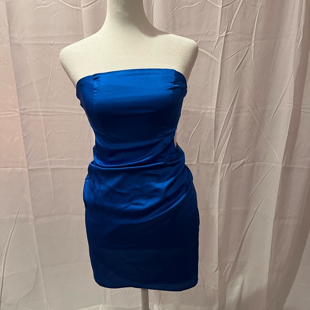 Silk blue mini dress